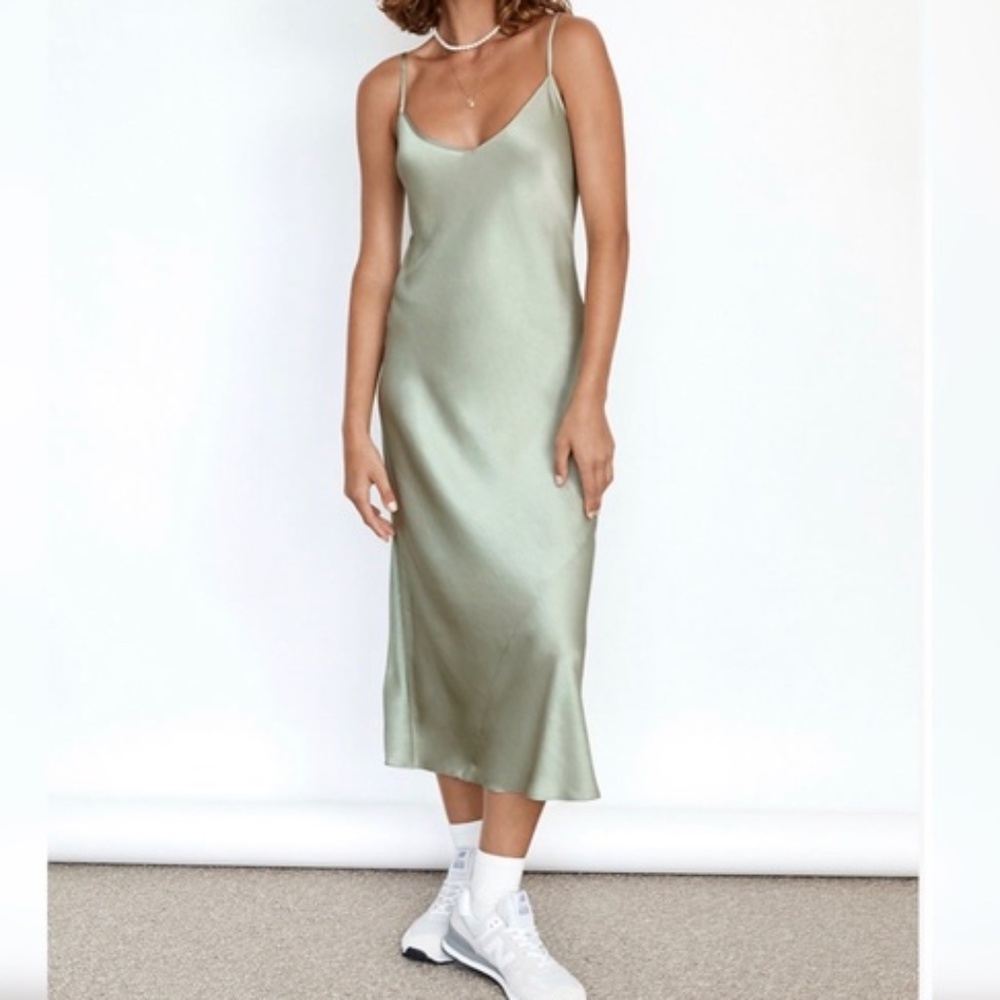 Aritzia Wilfred Only Slip Satin Midi Dress